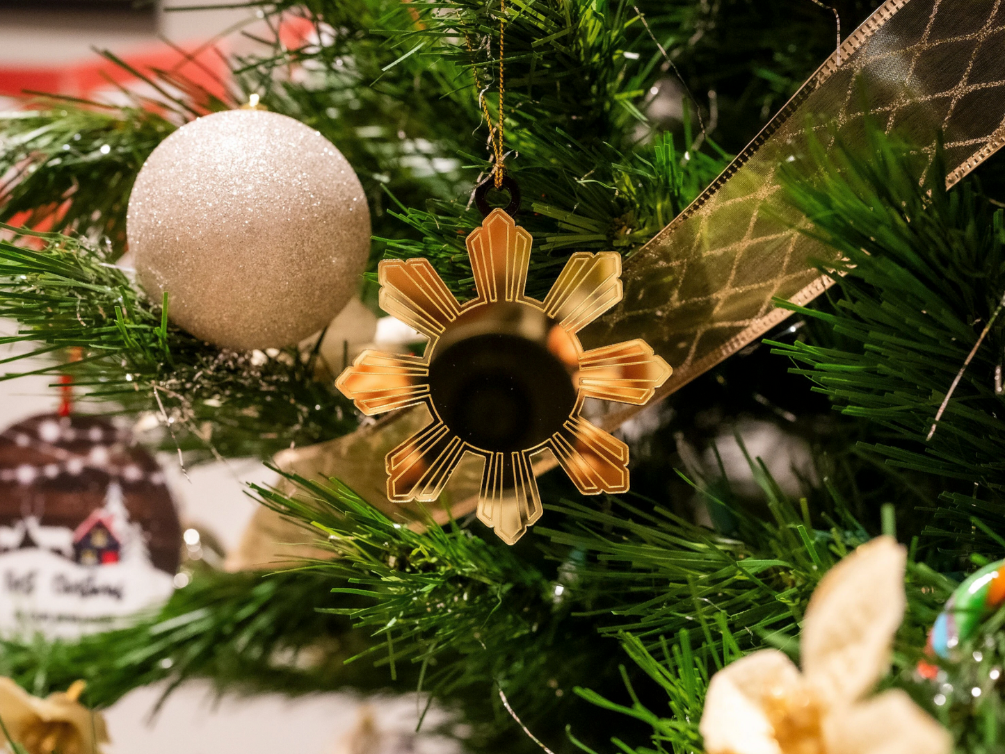 Mirrored Filipino Sun Araw Ornament
