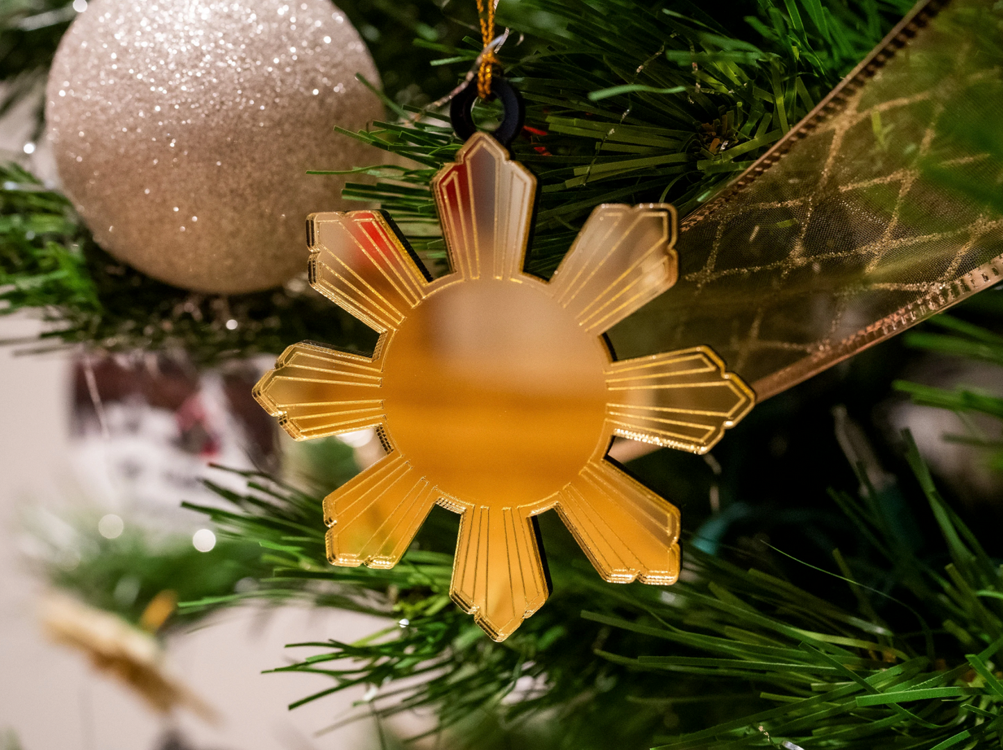 Mirrored Filipino Sun Araw Ornament