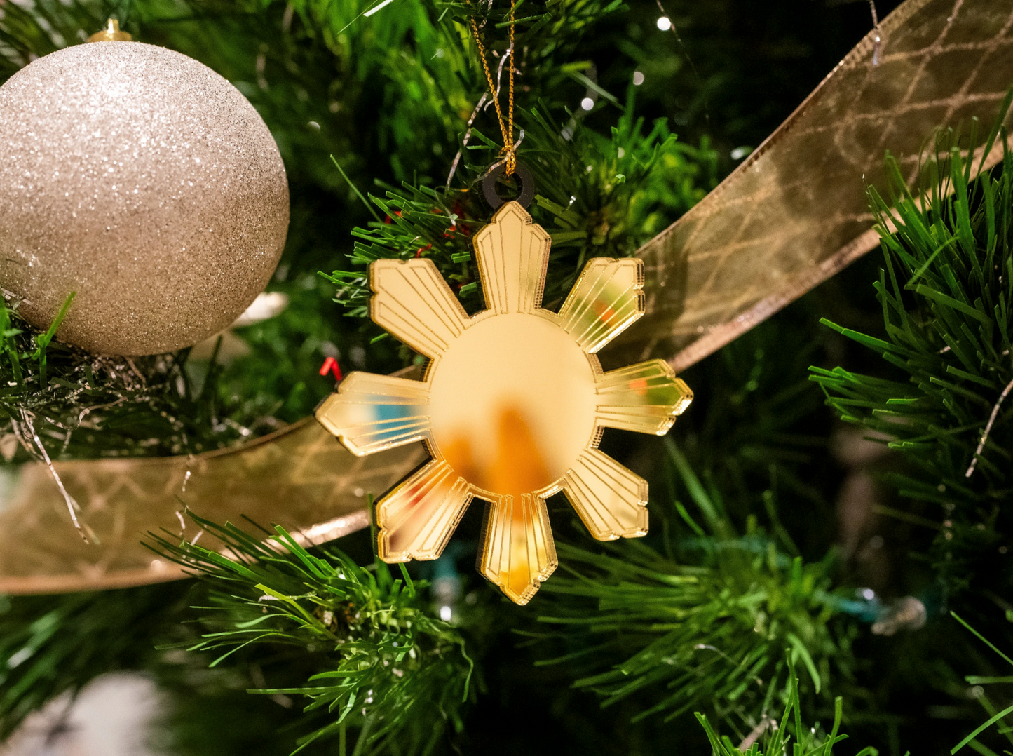 Mirrored Filipino Sun Araw Ornament