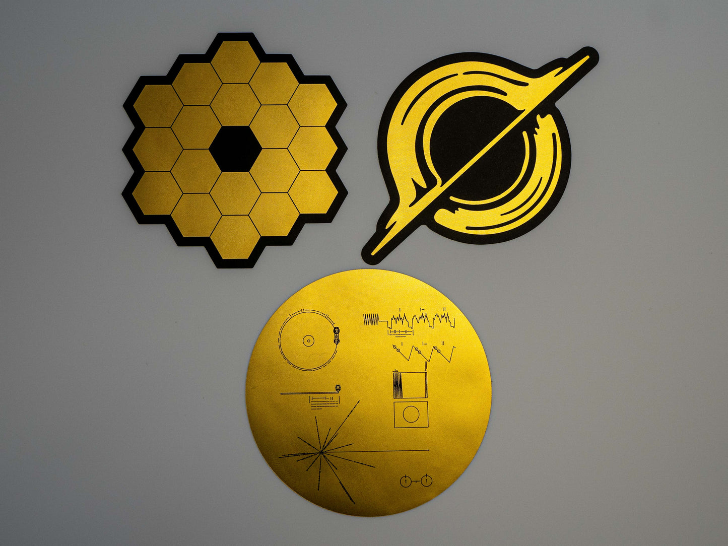 Space Themed Sticker Decals (3-Pack) in Premium Gold Foil [ FREE-SHIPPING! ]